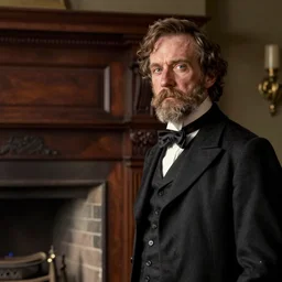 portrait of a victorian gentleman standing beside a fireplace, male, detailed face, victorian, highly detailed, cinematic lighting, photograph by elliott & fry
