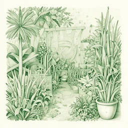 detailed abstract composition hanging cluttered garden improvisation intricate