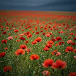 beautiful landscape of poppy, trending on artstation, octane, moody lighting, vibrant colors, ultrarealism