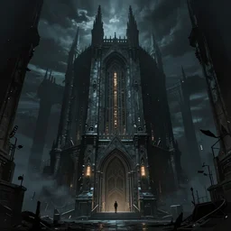a dark dungeon stronghold in blade runner style. painted by ashley wood and phil hale. cyberpunk, 4 k detailed post processing. trending on pixiv