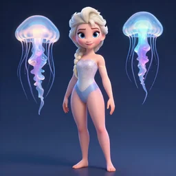 cartoon female character inspired by jellyfish and, elsa from frozen artwork by artgem lau, wlop and rossdraws, anatomically correct, smooth, clean detailed, sharped focus, symmetrical, perfect composition, illustration, extremely coherent, detailed body, colorful