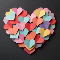 pile of paper hearts, in the shape of a heart, colorful, shot on iphone 1 3, 4 k, high detail, studio lighting