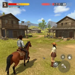 screenshot of gameplay game set in 1 8 3 7 old west saloon featuring african american and japanese cowboys and cowgirls in ghost town