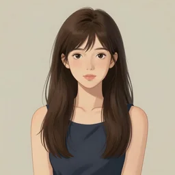 realistic tender sweet portrait of a young woman symmetrical eyes, perfect posture, portrait photography, trending on artstation, characterdesign, sharp focus, illustration, art by ruan jia, ghibli, elena shumilova, leah robinson