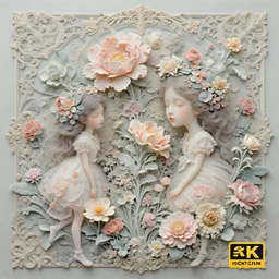 breathtaking delicate detailed concept art with flowers and girls, by hsiao - ron cheng, bizarre compositions, exquisite detail, pastel colors, ornate background, 8 k