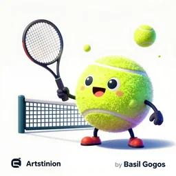 tennis ball monsters playing tennis, a tennis ball monster ,tennis ball, colorful, digital art, fantasy, magic, trending on artstation, ultra detailed, professional illustration,chalk, poster artwork by Basil Gogos , clean