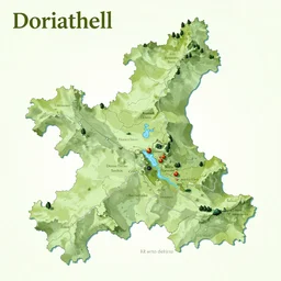 map of doriathell, in the style of jrr tolkien,