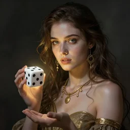 the dice maker, woman, mystic, digital art, artstation