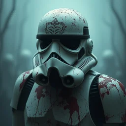 portrait of a horror zombie version of a stormtrooper, lovecraft, ethereal, greg rutkowski, magali villeneuve, claude monet