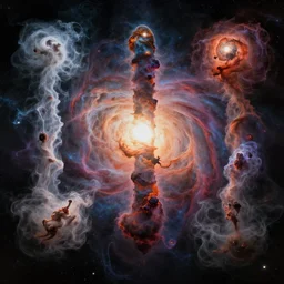 psychedelic transcendent puffs! of smoke, space, supernova, nebulae, pillars of creation, high contrast lighting, highly detailed, concept art, art by collier, albert aublet, krenz cushart, artem demura, alphonse mucha