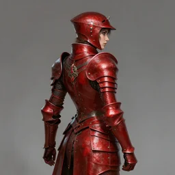 Female paladin, dnd, d&d, red leather armor, looking from behind, high fantasy, matte painting, by wlop