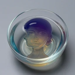 a bowl with magnetic fluid forming a head