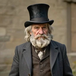 an old halfling wearing a suit and top hat matte painting