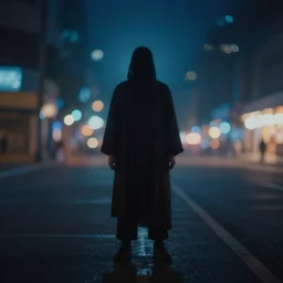 long exposure photograph of the god of psychedelics, faceless figure, anamorphic bokeh