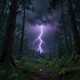 realistic vaporwave forest thunderstorm 4k