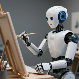 a robot artist using a paintbrush