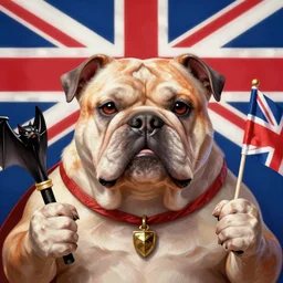 a close up portrait of a british bully with a bat in one hand and the brexit flag in the other one, 2d, ultra highly detailed, digital painting, smooth, sharp focus, artstation, pixiv, art by Ilya Kuvshinov