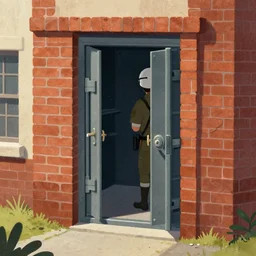 book illustration of a hidden alcove built into the bricks on the side of the safe house. from within it, a crewmember could watch the street for signs of danger.