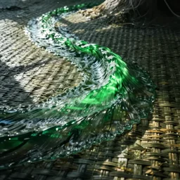 a green pressure wave propagating through a woven material