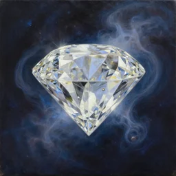painting of oil, highly detailed, a diamond floats on cosmic space, shimmering with light, dreamy smoke, by eytan zana, by piotr jabłonski, by greg rutkowski