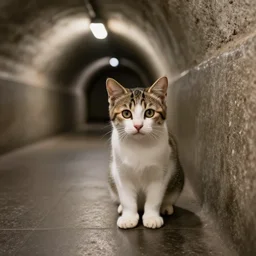 kitten in prague metro tunnel