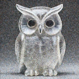 symmetrical detailed sculpture of an owl, made of Translucent Crystal