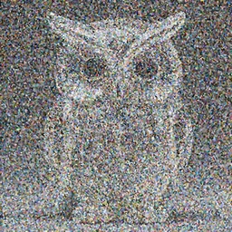 symmetrical detailed sculpture of an owl, made of Translucent Crystal