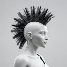 an punk space goddess with a mohawk with a ridiculously massive space helmet shaped like a fish, 9 0 s neon, 3 d render stylized