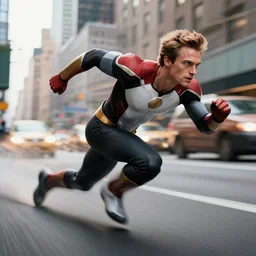 evan peters, as quicksilver, racing at hyper speed thru the streets of nyc, trending on artstation, x - men
