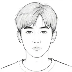 face of a young man. line artwork.