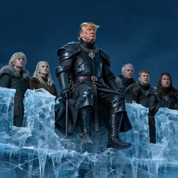 trump as man of the night's watch, on the wall made of ice, middle ages, game of thrones | | realistic shaded, fine details, realistic shaded lighting painting by greg rutkowski, diego gisbert llorens, magali villeneuve, artgerm, jeremy lipkin, michael garmash, rob rey