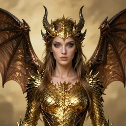 a stunning ultra detailed fantasy fine art portrait photo of a goddess with bat wings, by tom bagshaw and natalie shau, dragon scales on body, golden ratio composition, 2 4 m lens, deep depth of field, perfect eyes and face, soft lighting, artstation, 8 k