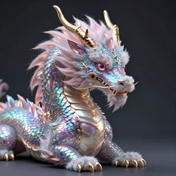 furry fluffy iridescent dragon, by greg rutkowski, trending on artstation, detailed, intricate, elegant! cinematic, 4 k, dramatic lighting