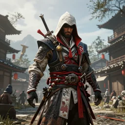 Ingame Screenshot of Assassins' Creed 6: Tokyo Shinobi, for ps5, Highly Detailed, Feudal era Japan, Ghost of Tsushima as reference, Unreal engine 5, HD, 8k, GTX 3090, 🔥 😎 🕹️ 👀