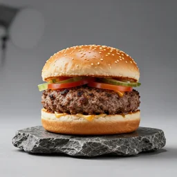 Hamburger made from rocks. Product Photography, Studio Lighting. Canon 85mm f1.8.