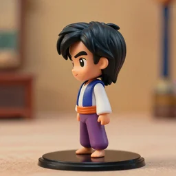 side view of a pixar aladdin as nendoroid in touareg's clothes, side view, 8 k hd dof, kodak film,