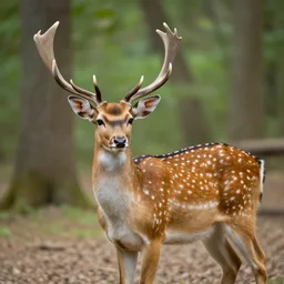 a beautiful spotted deer in the woods, canon eos c 3 0 0, ƒ 1. 8, 3 5 mm