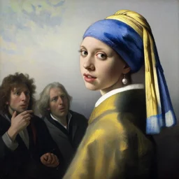 1 7 th century portrait oil painting, scarlett johansson, realistic, expressive emotions, johannes vermeer, luminous skies, highly detailed, michael cheval, peter mohrbacher, boris vallejo, jessica rossier, oil painting, highly detailed, cinematic lighting, unreal, natural pose