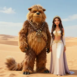 jabba the hut and princess leah political comic style characturies in the desert, 4k, picture of the year, artstation