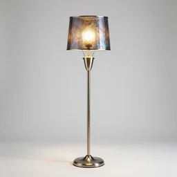 iridescent floor lamp, professional product shot, isolated on a pure white background, centered, entire object in frame, sharp focus, soft studio lighting