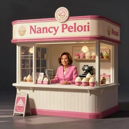 nancy pelosi ice cream shop, intricate propaganda illustration by tim doyle