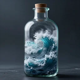 an ocean with big waves and a storm inside a bottle, digital painting, high contrast, unreal engine render, volumetric lighting, high détail
