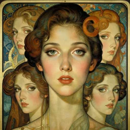 an art nouveau, ( streamline moderne ), multi - ethnic and multi - racial portrait in the style of donato giancola and charles dulac and anna dittmann. very large, clear, expressive, and intelligent eyes. symmetrical, centered, ultrasharp focus, dramatic lighting, photorealistic digital matte painting, intricate ultra detailed background.