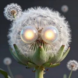 a humanoid figure dandelion monster with bulbous glowing eyes, highly detailed, digital art, sharp focus, trending on art station, artichoke, anime art style
