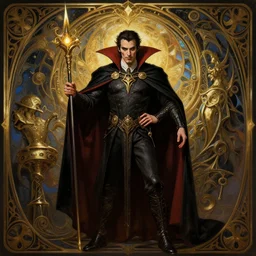 christian bale as dracula, intricate, d & d, wizard, powerful, fantasy, art nouveau, baroque style, digital painting, trending on artstation, sharp focus, wide shot, illustration, global illumination, ray tracing, art by artgerm and greg rutkowski and ruan jia