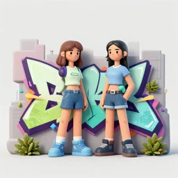 matte painting city girls, weed, graffiti, hard edges, geometric 3 d shapes, stoned, og, street art, asymmetrical, green, marijuana, smoke, highly detailed masterpiece by sachin teng