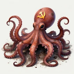 Illustration of the Chinese communist party as a dirty octopus with lots of tentacles, dystopian, dirty, 3d shaded, cyberpunk, cgsociety, imax, highly detailed