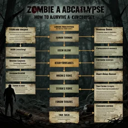 detailed flowchart on how to survive a zombie apocalypse