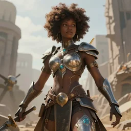 an afrofuturistic warrior in battle, visual novel, cinematic, 3 d, divine, ineffable, strong, powerful, stunning majestic beautiful godly muscular strong