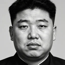 kim jong - il, kim jongil, hyper realistic face, ultra fine details, associated press, reuters, monochrome